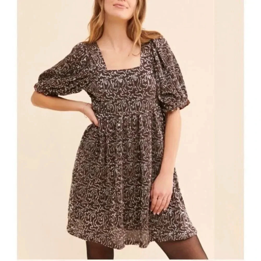 - Moon Rivers Sequin Babydoll Mini dress